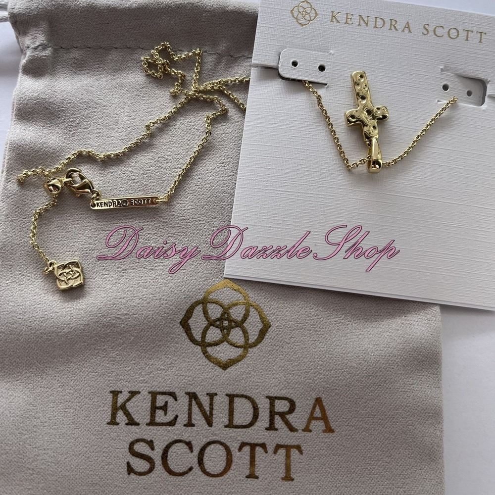 ✨Kendra Scott Cross Gold Pendant Necklace in White Kyocera Opal New ✨🕊️ - Picture 8 of 8